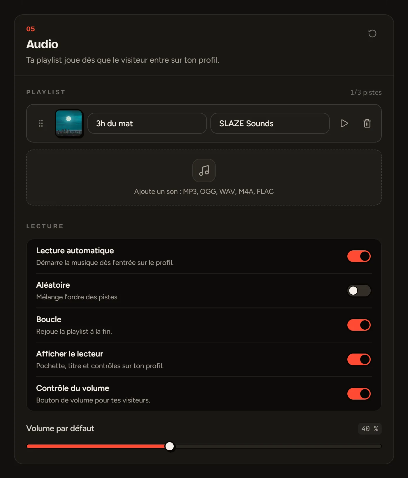 La section Audio