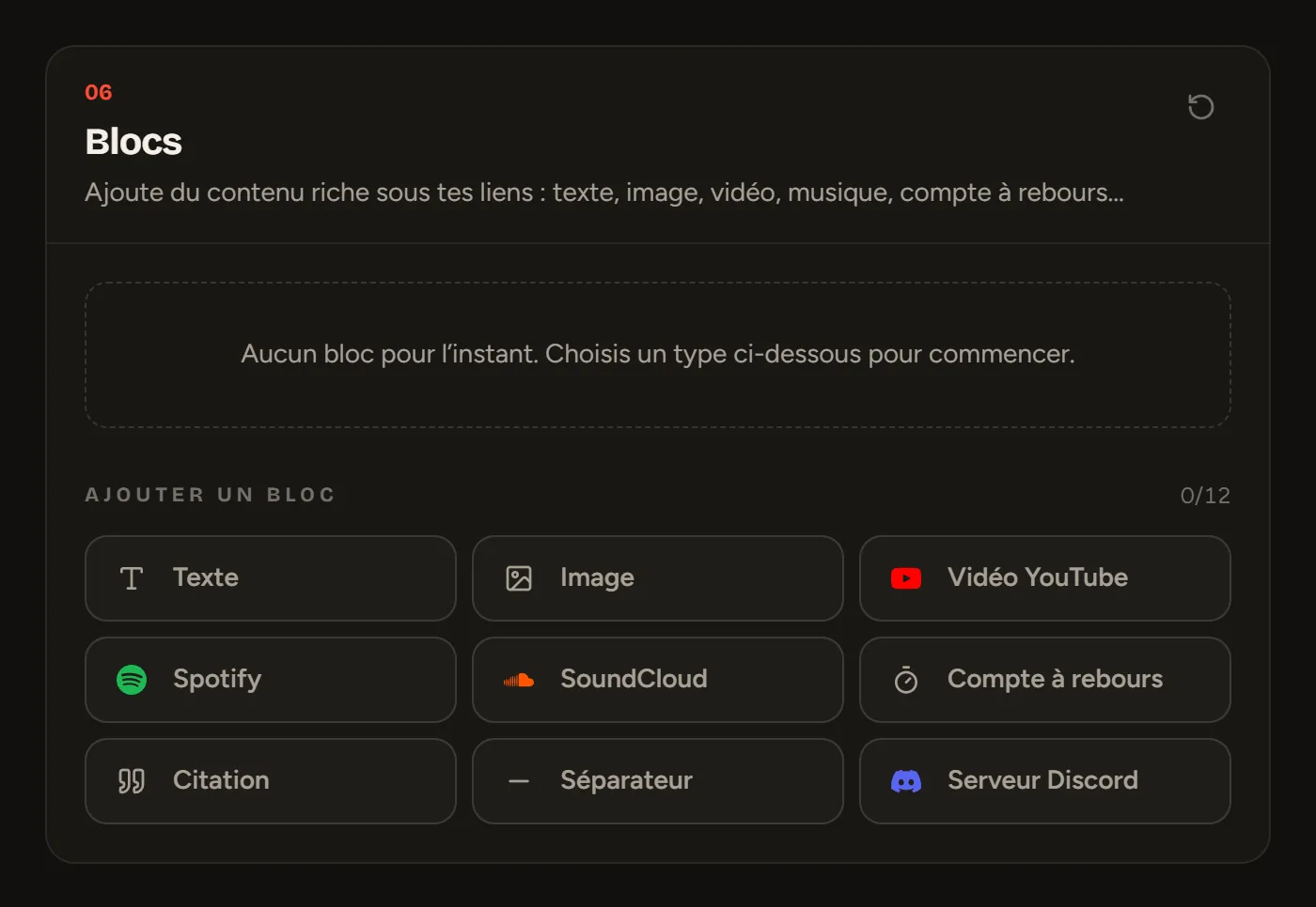 La section Blocs