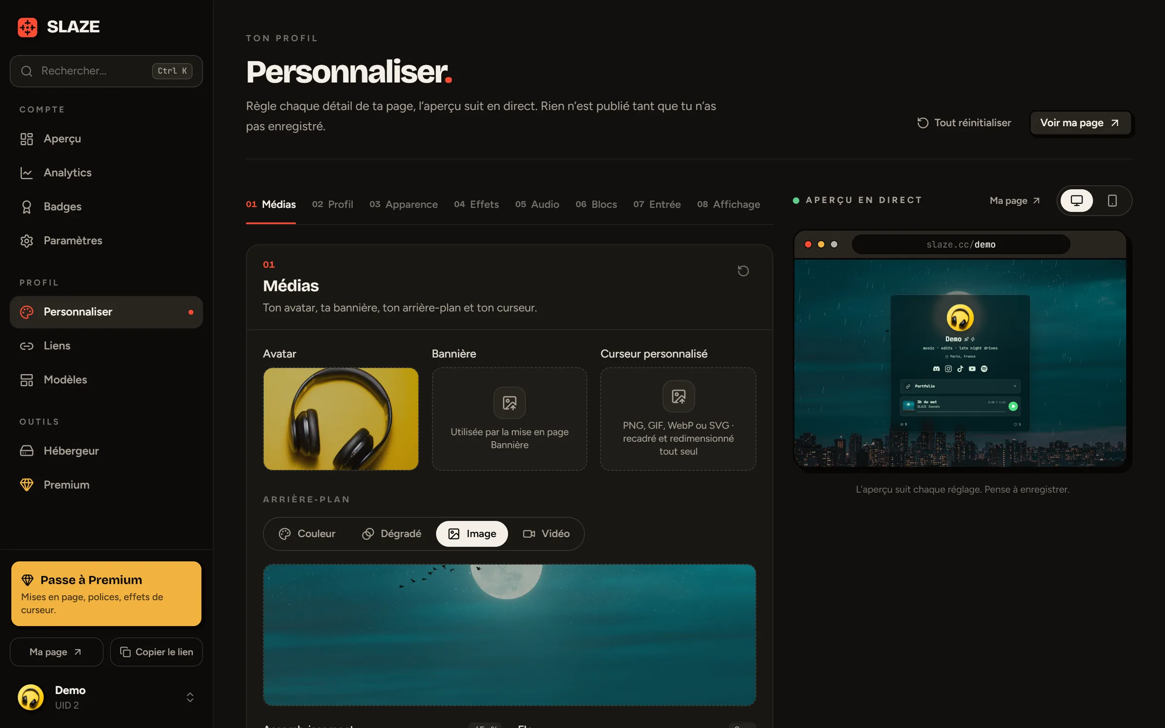 L’éditeur de profil