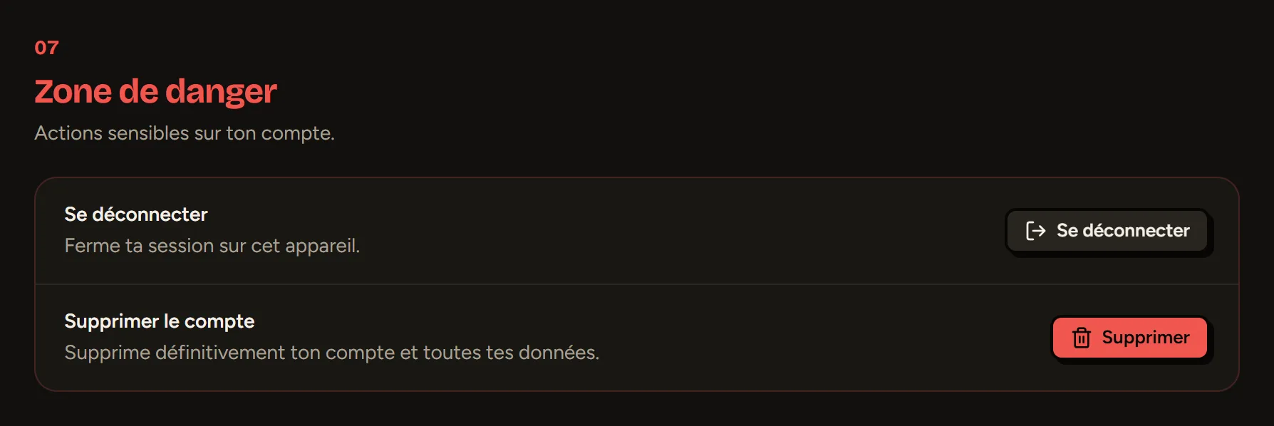 La zone de danger