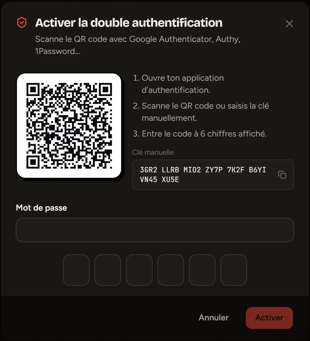 L’activation de la double authentification
